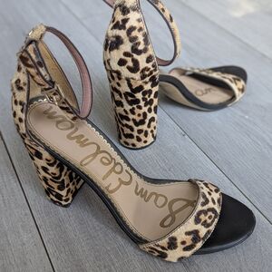 Leopard Print Block Heel Sandals